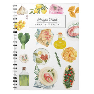 Watercolor Cooking Personalised Name Recipe Book