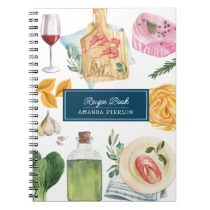 Watercolor Cooking Personalised Name Recipe Book