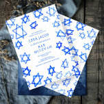 Watercolor Cool Blue Star of David Bar Bat Mitzvah Invitation<br><div class="desc">Perfect card to announce a bat mitzvah, bar mitzvah or other Jewish celebration! Hand made watercolor art for you on the front and back side! FULLY CUSTOMIZABLE! Click on “Personalise” above to edit the text. Click "edit using design tool" to adjust the fonts, colours and placements and to delete the...</div>