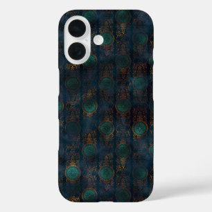 Watercolor Copper Patina Damask Pattern iPhone 16 Case