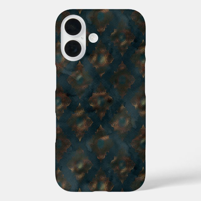 Watercolor Copper Patina Damask Pattern  Case-Mate iPhone Case (Back)