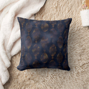 Watercolor Copper Patina Damask Pattern Cushion