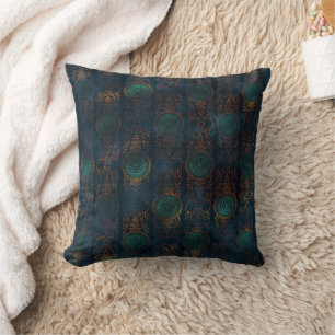 Watercolor Copper Patina Damask Pattern Cushion