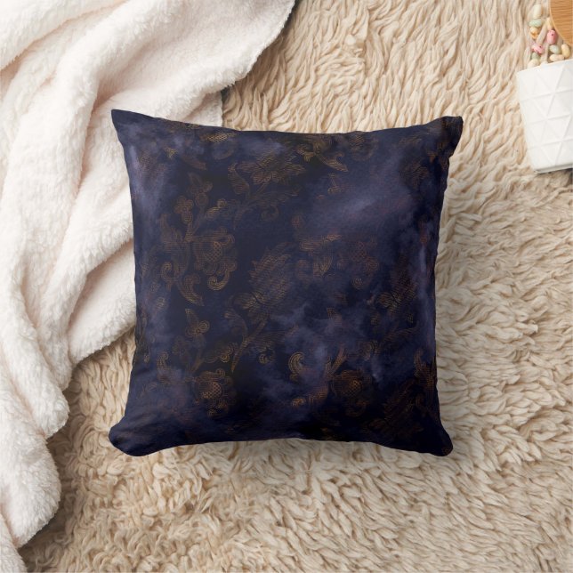 Watercolor Copper Patina Damask Pattern  Cushion (Blanket)