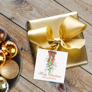 Watercolor Copper Ribbon Garland Swag Christmas Card