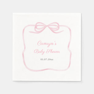 Watercolor Coquette Bow Baby Girl Shower Party Napkin