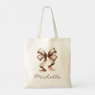 Watercolor Coquette Bow Trendy Feminine Girly Tote Bag