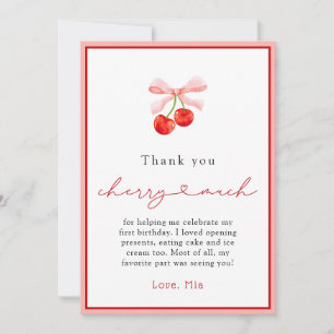 Watercolor Coquette Cherry Birthday Thank You Card