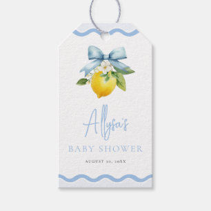 Watercolor Coquette Lemon Italian Wavy Baby Shower Gift Tags