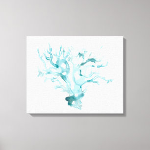 Watercolor Coral - Blue Canvas Print