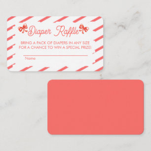 Watercolor Coral Bow and Candy Stripe Baby Shower Enclosure Card