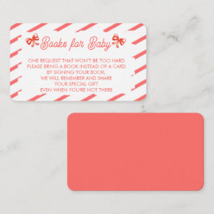 Watercolor Coral Bow and Candy Stripe book of baby Enclosure Card