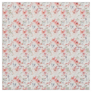 Watercolor Coral Floral Soft Romantic Botanical Fabric