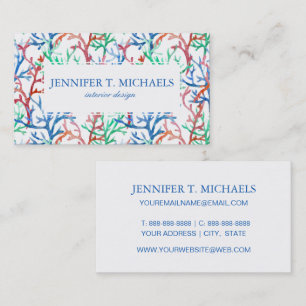 Watercolor Coral Pattern Business Card