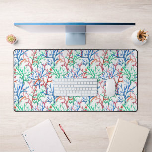Watercolor Coral Pattern Desk Mat