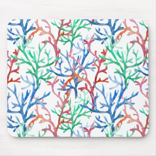 Watercolor Coral Pattern Mouse Pad (Front)