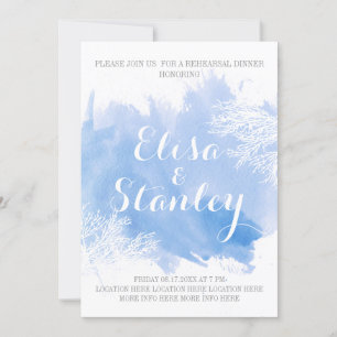 Watercolor coral reef wedding rehearsal dinner invitation