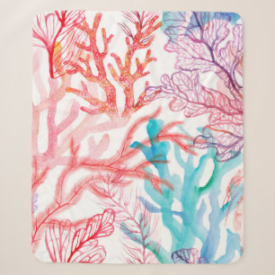 Watercolor corals. Seamless pattern with the under Sherpa Blanket