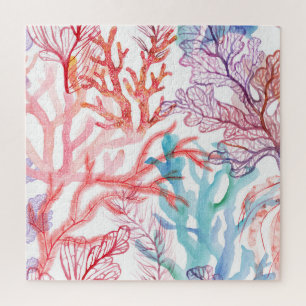 Watercolor corals: underwater world pattern. jigsaw puzzle