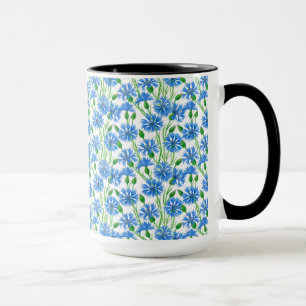 Watercolor cornflower pattern mug
