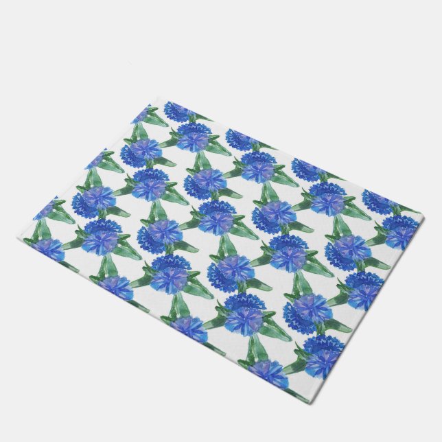 watercolor cornflowers doormat (Angled)