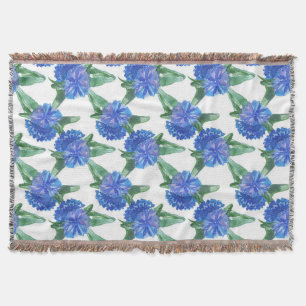 watercolor cornflowers throw blanket