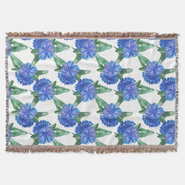 watercolor cornflowers throw blanket (Front)