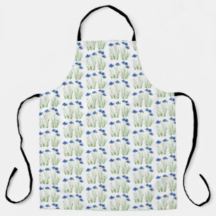 Watercolor Cornflowers Wildflowers Blue Floral Apron