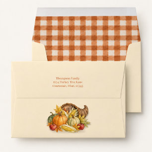Watercolor Cornucopia Fall Return Address Envelope