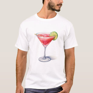 Watercolor Cosmopolitan Cocktail Drink T-Shirt