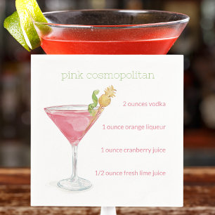 Watercolor Cosmopolitan Cocktail Recipe / Elegant Napkin