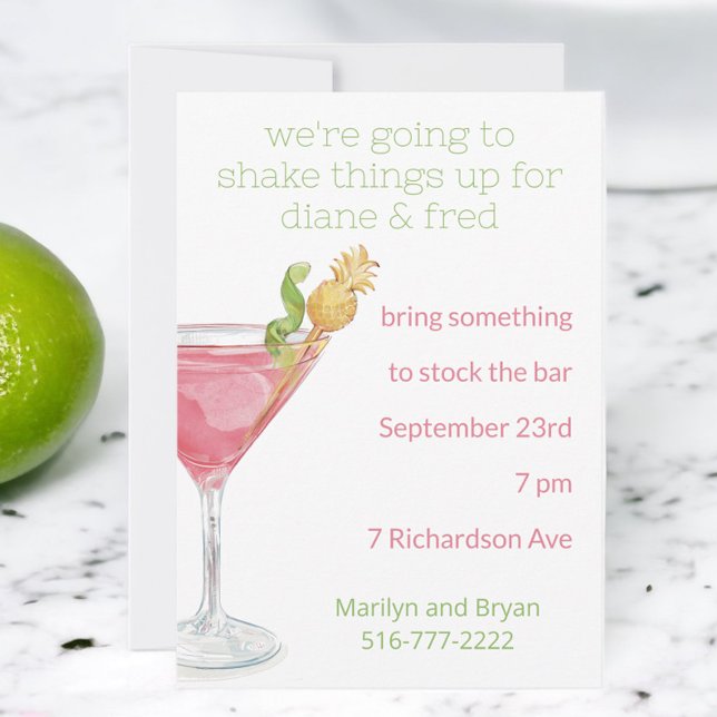Watercolor Cosmopolitan Cocktail Stock the Bar Invitation (Creator Uploaded)