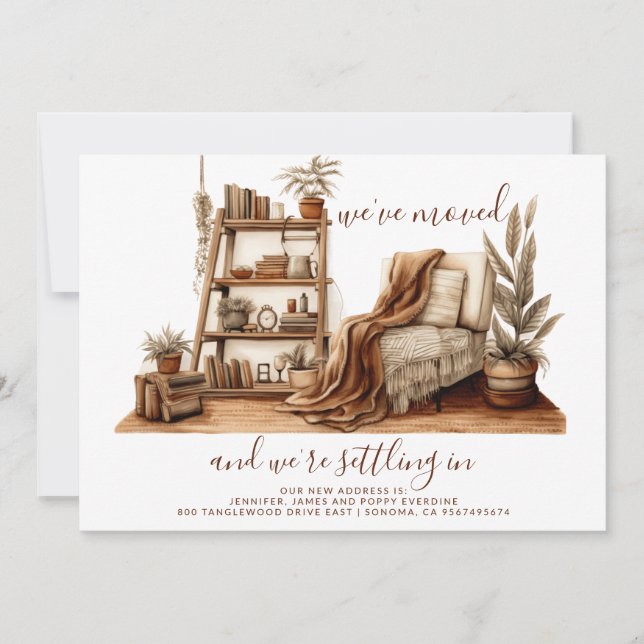 Watercolor Cosy Room Moving  Announcement (Front)