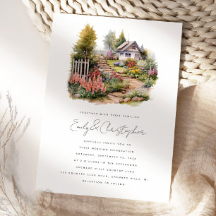 Watercolor Cosy Spring Garden Landscape Wedding Invitation
