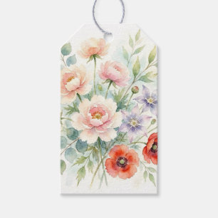 Watercolor Cottage Garden Wildflower Bouquet Gift Tags