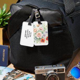 Watercolor Cottage Garden Wildflower Bouquet Luggage Tag