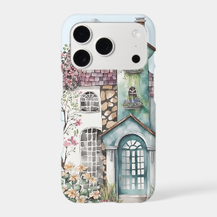 Watercolor cottage tiled roof mouldings mullions