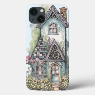 Watercolor cottage tiled roof mouldings mullions iPhone 13 case