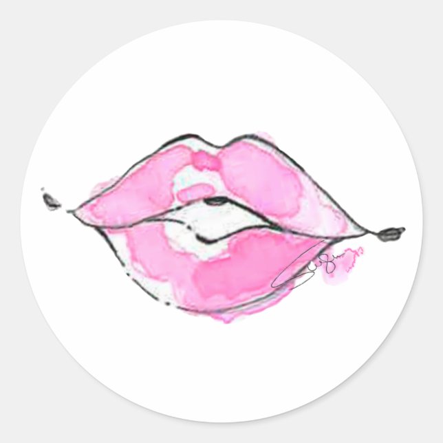 Watercolor Cotton Candy Kisses Classic Round Sticker (Front)