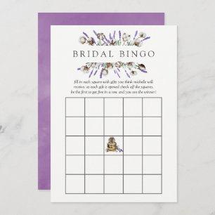 Watercolor Cotton Lavender Bridal Shower Bingo Invitation