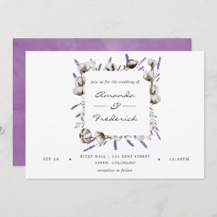 Watercolor Cotton Lavender Country Wedding Invitation