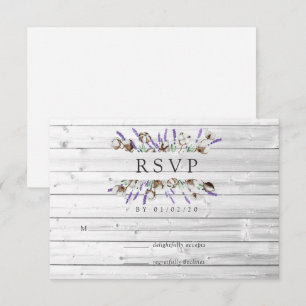 Watercolor Cotton Lavender Country Wedding RSVP Ca Card