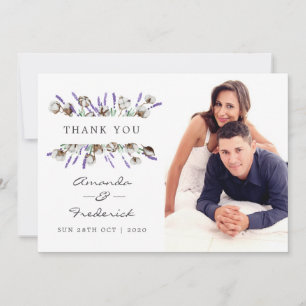 Watercolor Cotton Lavender Wedding Thank You