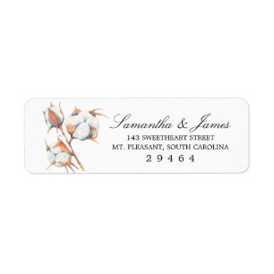 Watercolor Cotton Plant    Return Address Label