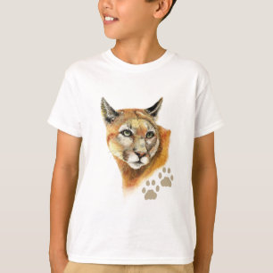 Watercolor Cougar  Puma, Mountain Lion, Animal T-Shirt
