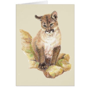 Watercolor Cougar Puma, Mountain Lion Blank
