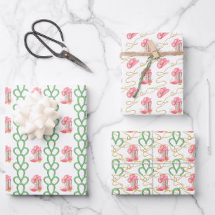 Watercolor Country Christmas Cowboy Boots Wrapping Paper Sheet