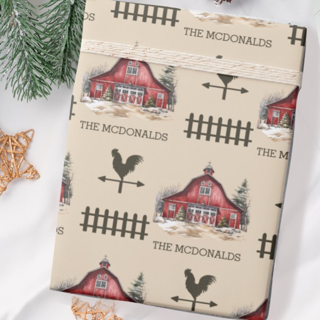 Watercolor Country Christmas Custom Wrapping Paper (Creator Uploaded)