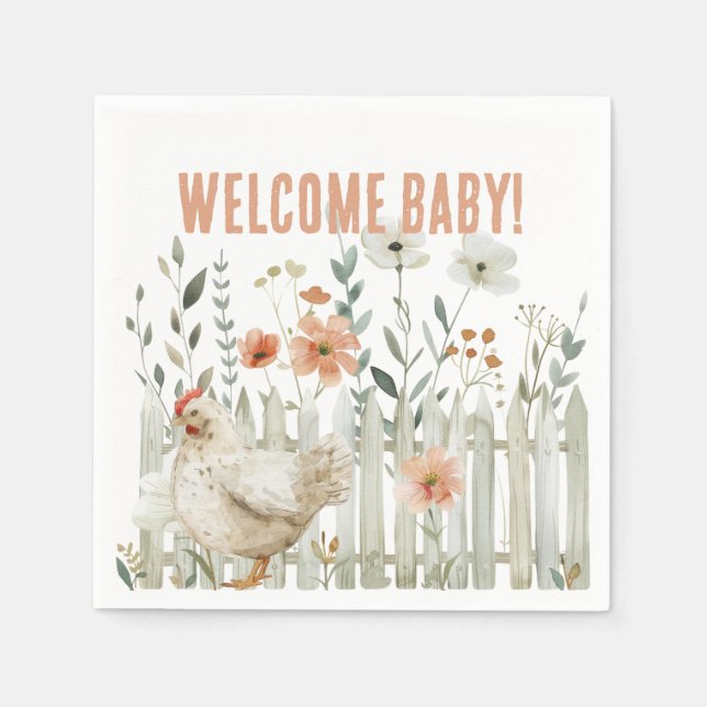 Watercolor Country Farm Baby Shower Napkin (Front)