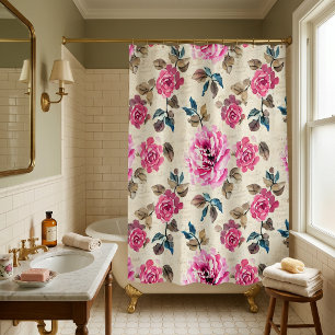 Watercolor Country Flowers - French Country Decor Shower Curtain